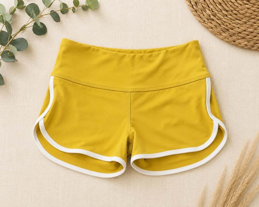 Tiger Friday Yellow Athletic Dolphin Shorts with White Piping X-Small (v1)